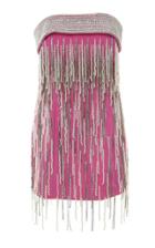 Attico Strapless Embellished Wool-blend Mini Dress