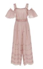 Luisa Beccaria Cold Shoulder Embroidered Jumpsuit