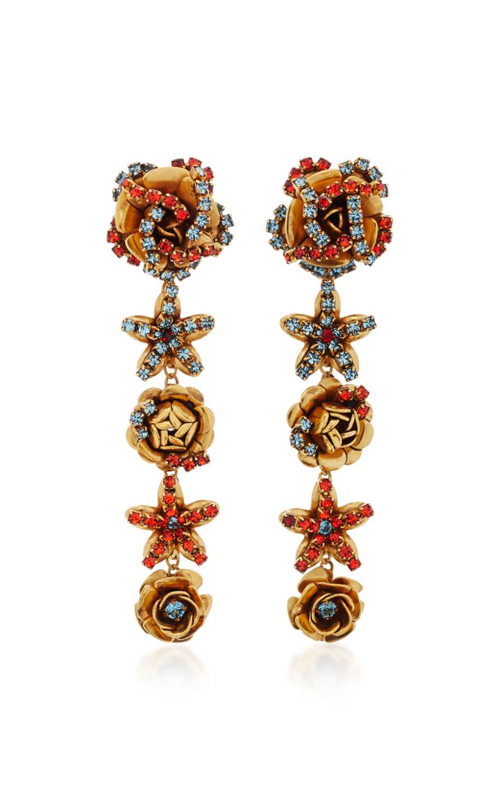 Erickson Beamon Vermeil Bouquet 24k Gold-plated Crystal Earrings