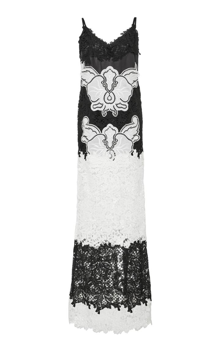 Fausto Puglisi Lace Striped Sleeveless Gown