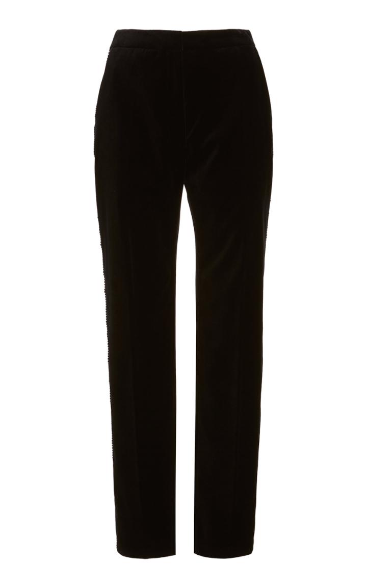 Moda Operandi Zuhair Murad Crystal-embellished Velvet Skinny Pants Shrimp Trs / Rad