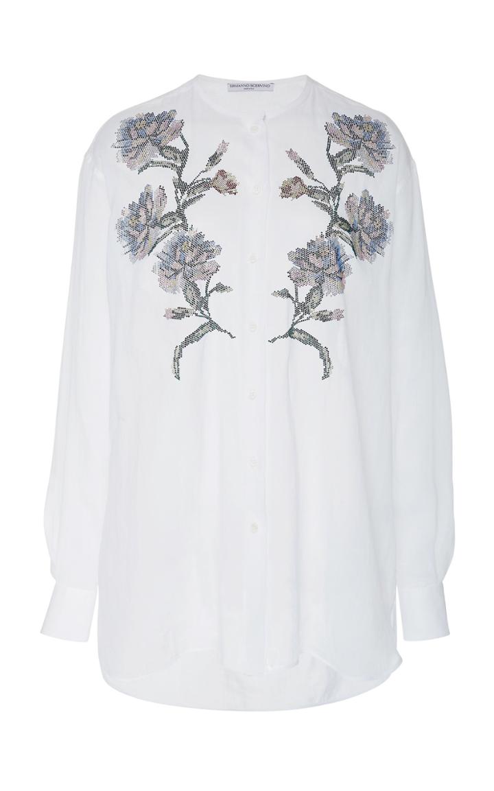 Ermanno Scervino Floral Stud-embellished Linen Shirt