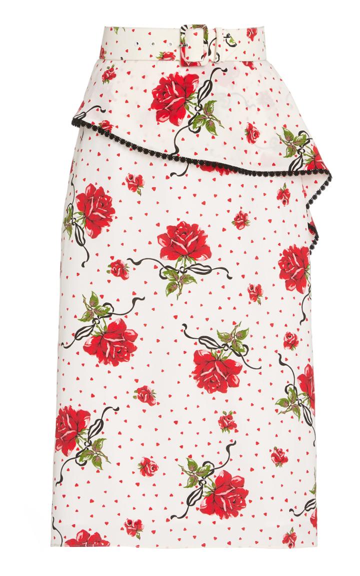 Moda Operandi Rodarte Belted Silk-blend Peplum Pencil Skirt