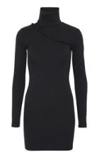 Rotate High-neck Ribbed Jersey Mini Dress