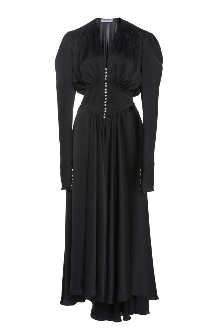 Paco Rabanne V-neckline Sateen Maxi Dress