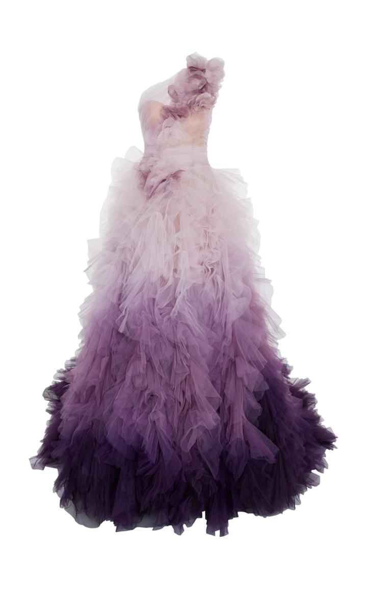 Marchesa One Shoulder Ombre Gown
