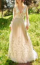 Costarellos Bridal V-neck Tulle And Lace Gown