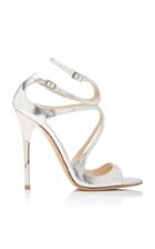 Jimmy Choo Lang Asymmetric Mirrored Leather Sandals