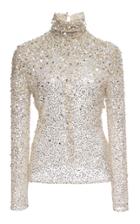 Valentino Sequin-embellished Tulle Turtleneck Top