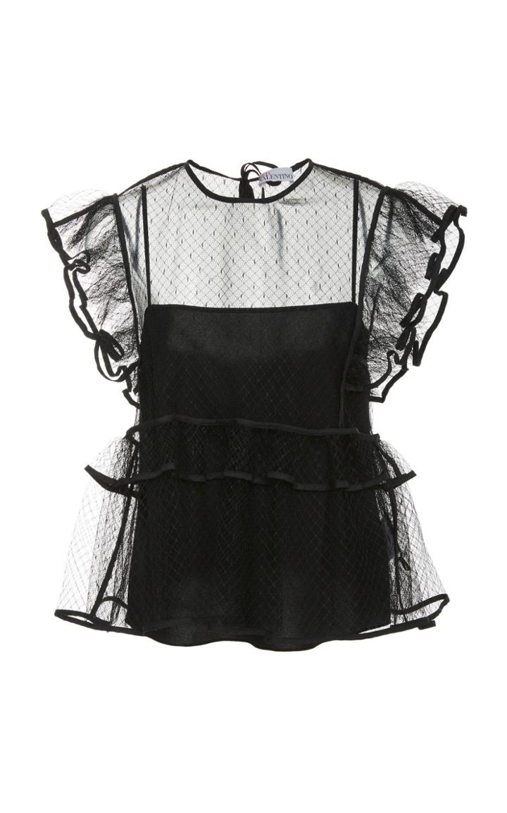 Red Valentino Ruffled Point D'esprit Top