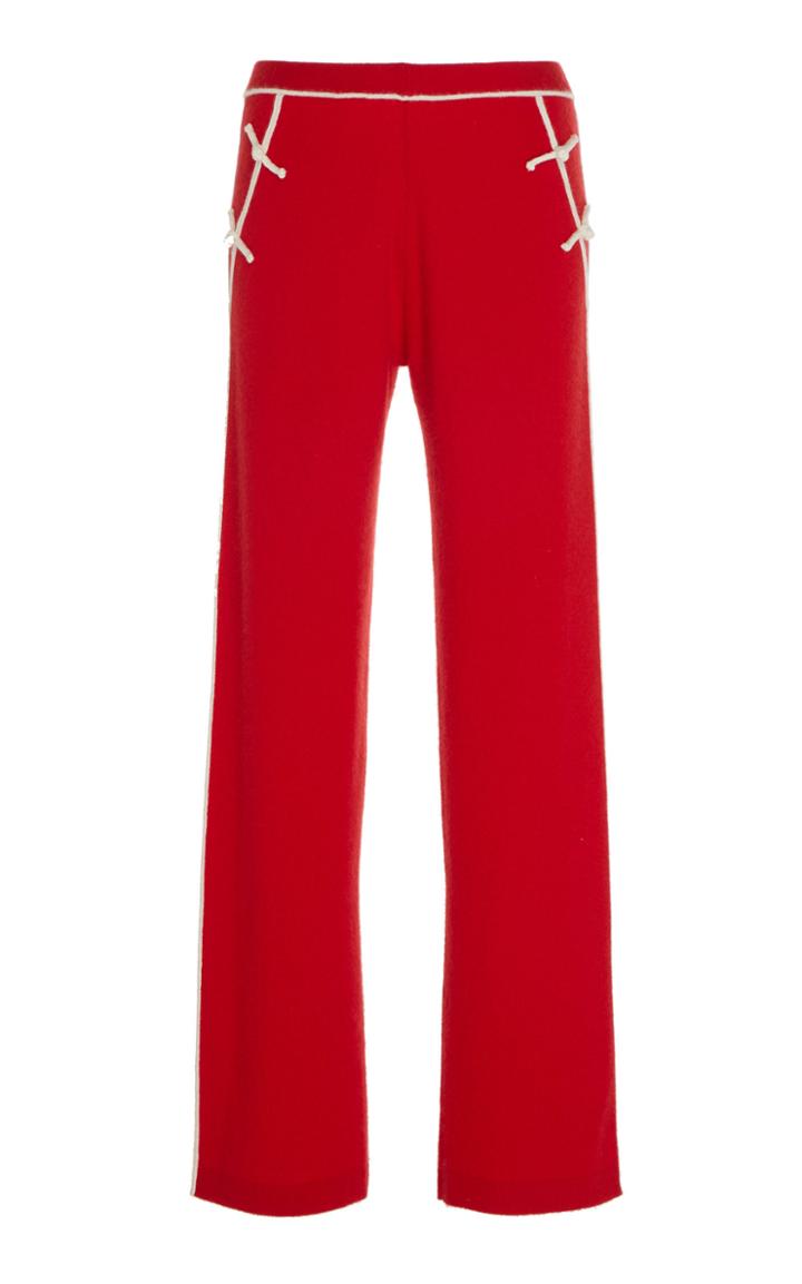 Madeleine Thompson Pallas Embroidered Cashmere Wide-leg Pants Size: M