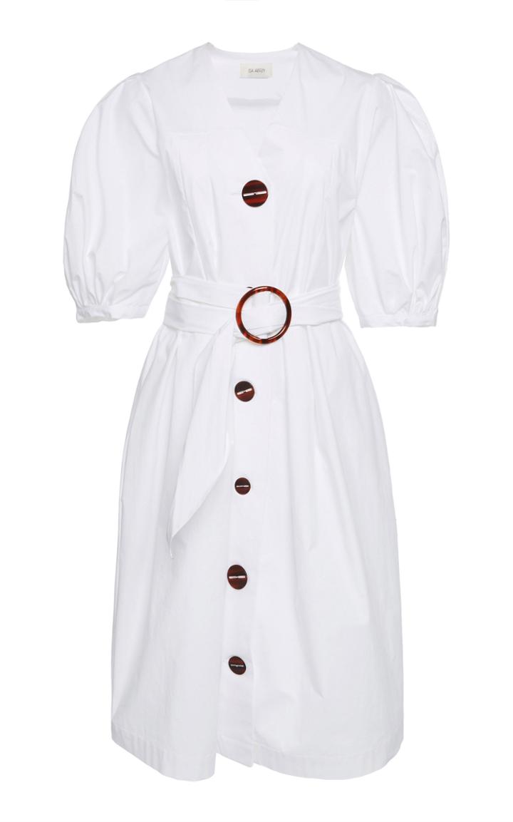 Isa Arfen Belted Poplin Button-down Dress