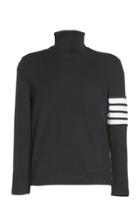 Thom Browne Turtleneck In Compact Waffle With 4 Bar Stripe