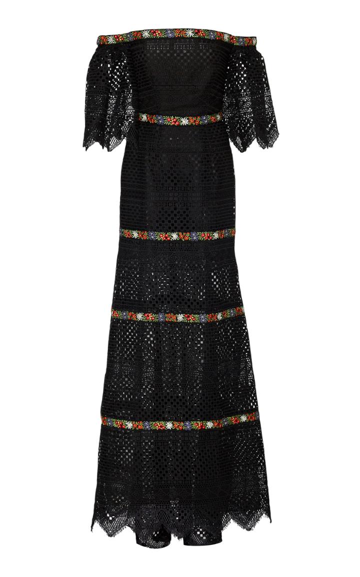 Carolina Herrera Off-the-shoulder Embroidered Guipure Lace Gown