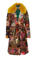 Libertine Memento Mori Wrap Coat With Fur Collar