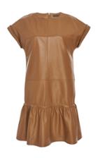 Alberta Ferretti Leather Peplum Mini Dress