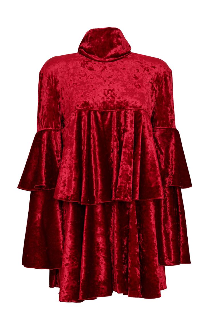 Sara Battaglia Tie-neck Tiered Mini Dress