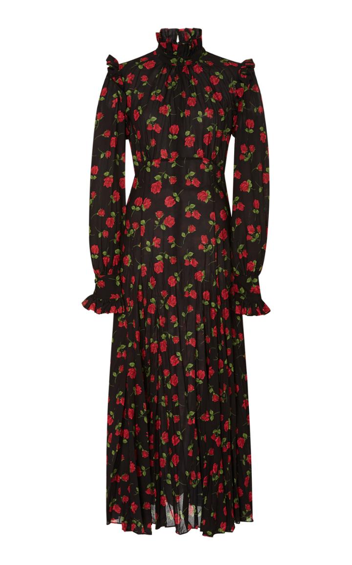 Michael Kors Collection Crushed Ruffle Turtleneck Dress