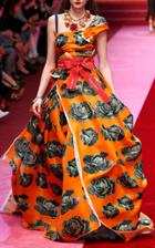Dolce & Gabbana One Shoulder Printed Cabbage Gown