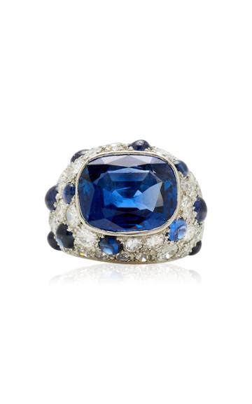 Moda Operandi Stephen Russell One Of A Kind Platinum Diamond & Sapphire Ring