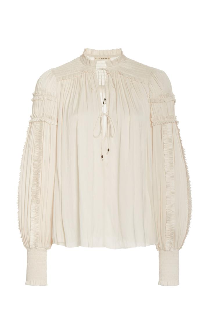 Ulla Johnson Fernanda Pleated Crepe Blouse