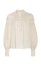 Ulla Johnson Fernanda Pleated Crepe Blouse