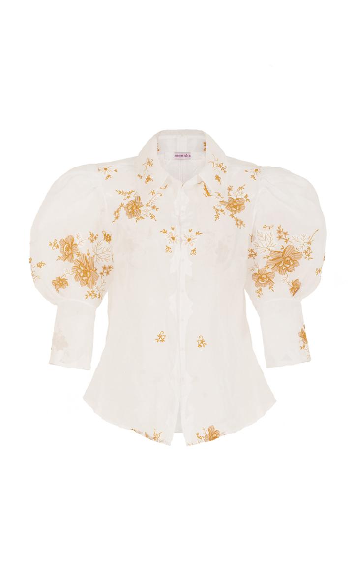 Moda Operandi Nevenka Sacred To The Land Floral Embroidered Silk Organza Top