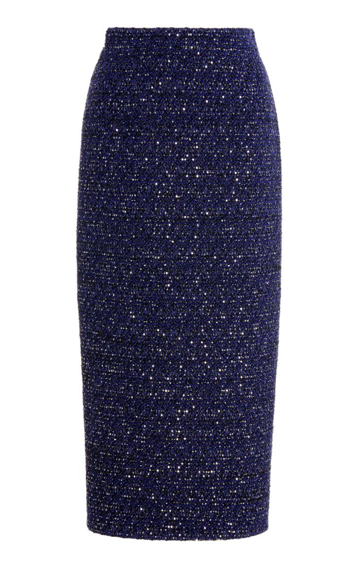 Moda Operandi Alessandra Rich Sequin Tweed Midi Skirt