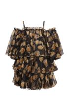 Dolce & Gabbana Ruffled Organza Golden Hearts Dress