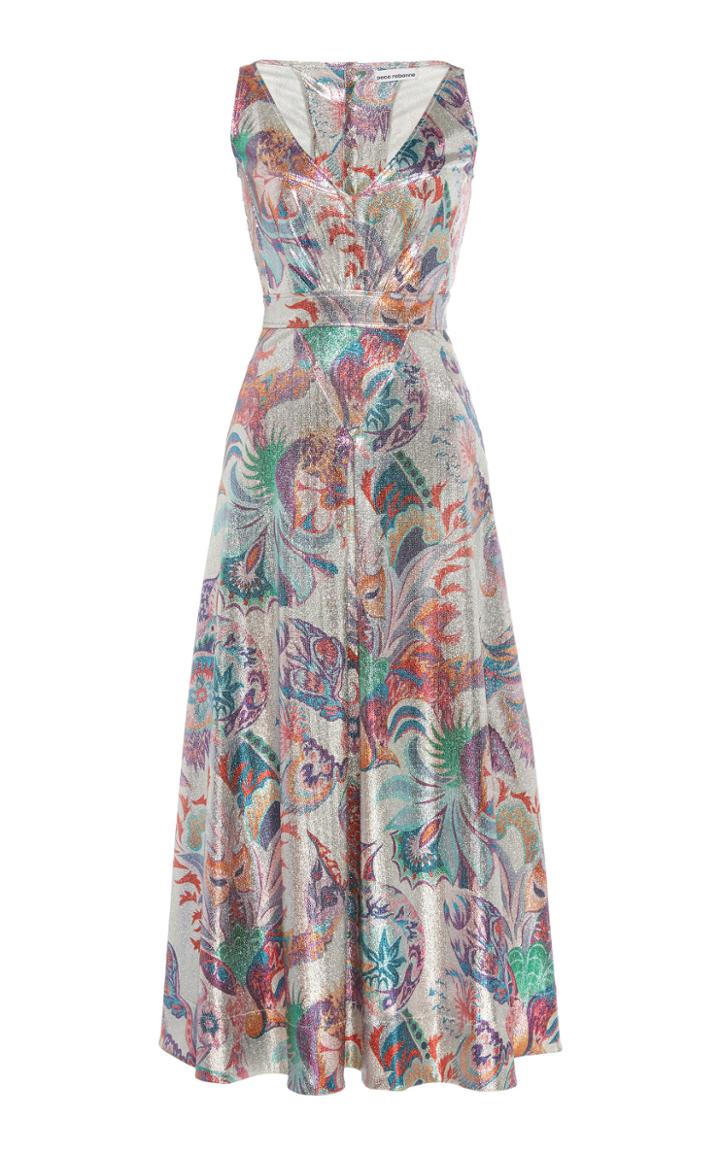 Moda Operandi Paco Rabanne Printed Lam Midi Dress Size: 36