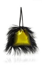 Attico Printed Satin And Feathers Pouch Bag