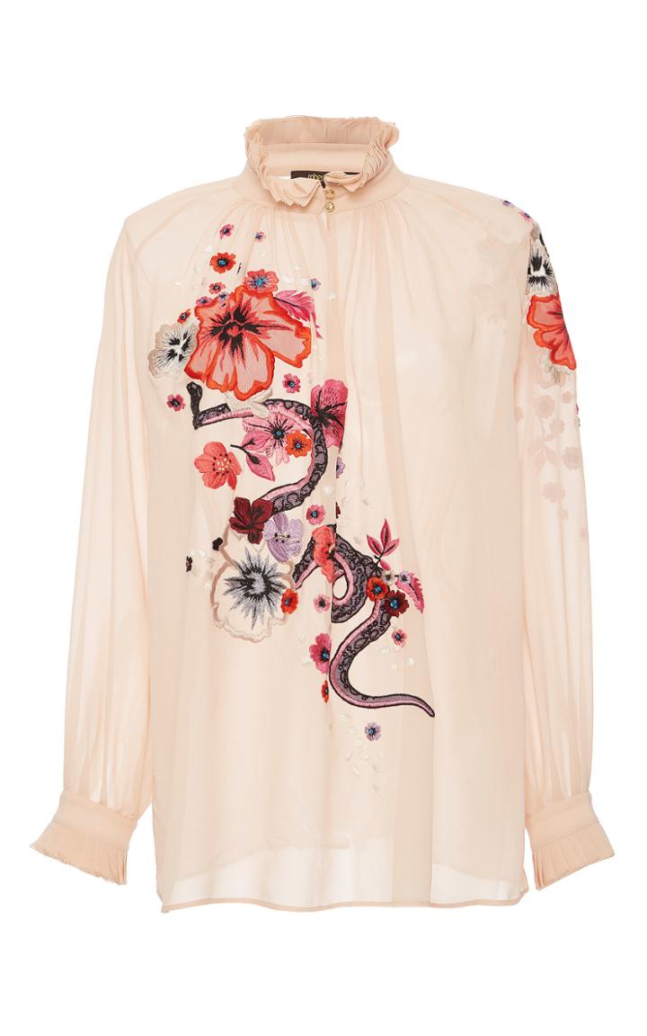 Roberto Cavalli Serpent Embroidered Top