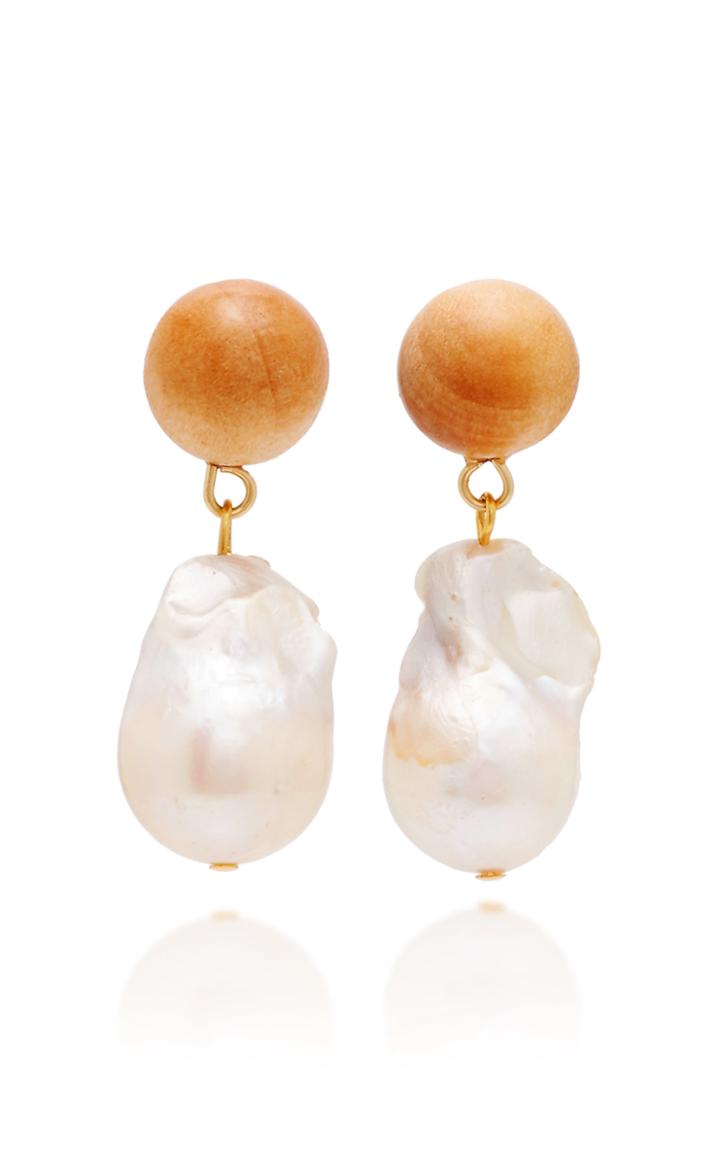 Sophie Monet Gold-tone, Pearl And Pine Earrings