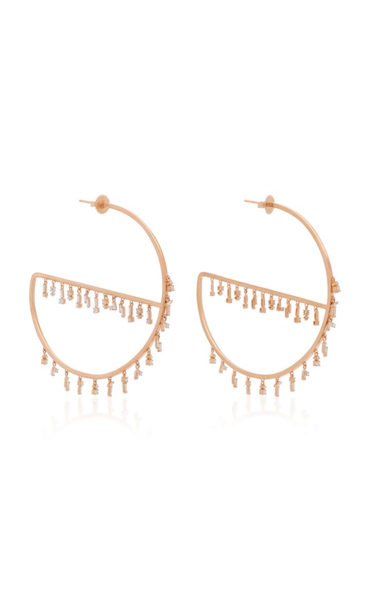 Suzanne Kalan 18k Rose Gold Diamond Hoop Earrings