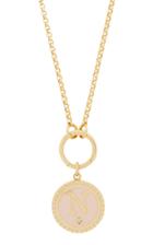 Foundrae Blush Petite Champleve Enamel Initial Medallion On Annex Link Necklace