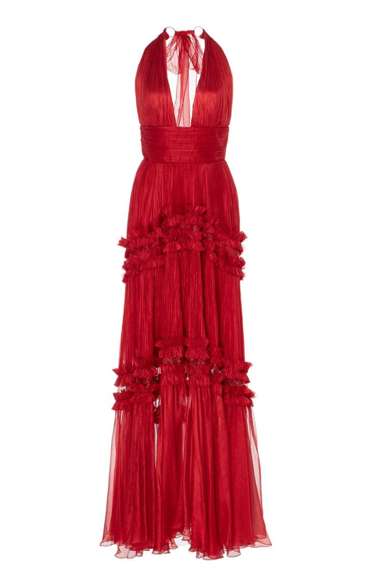 Maria Lucia Hohan Kalina Pleated Halter Gown