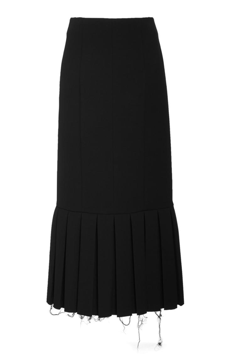 Moda Operandi Marina Moscone Pleated Wool Blend Skirt