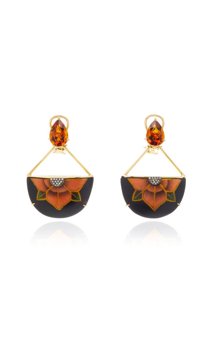 Silvia Furmanovich Marquetry Half Flower Earrings