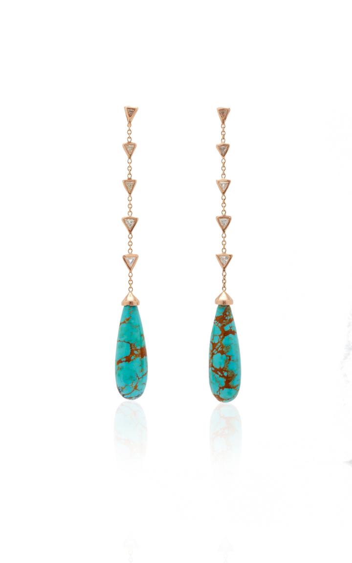 Jacquie Aiche Diamond Trillion Teardrop Turquoise Earrings