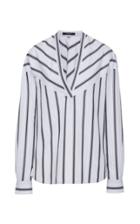 Derek Lam Long Sleeve Striped Cotton V-neck Shirt
