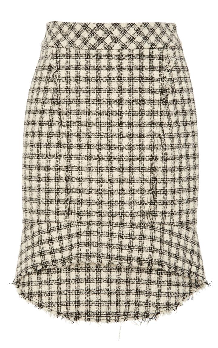Alexander Wang Plaid Tweed Peplum Pencil Skirt