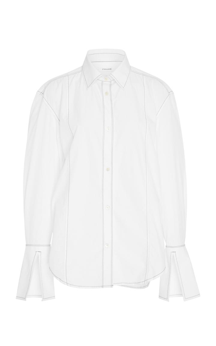 Frame Denim White Paneled Cotton Shirt