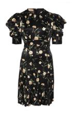 Michael Kors Collection Draped Puff Sleeve Silk Printed Shift Dress