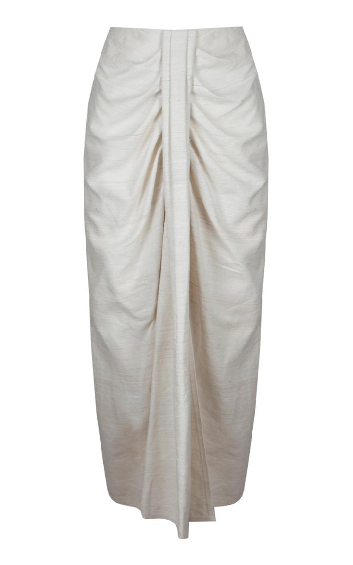 Moda Operandi Piece Of White Audrey Raw Silk Front-slit Skirt