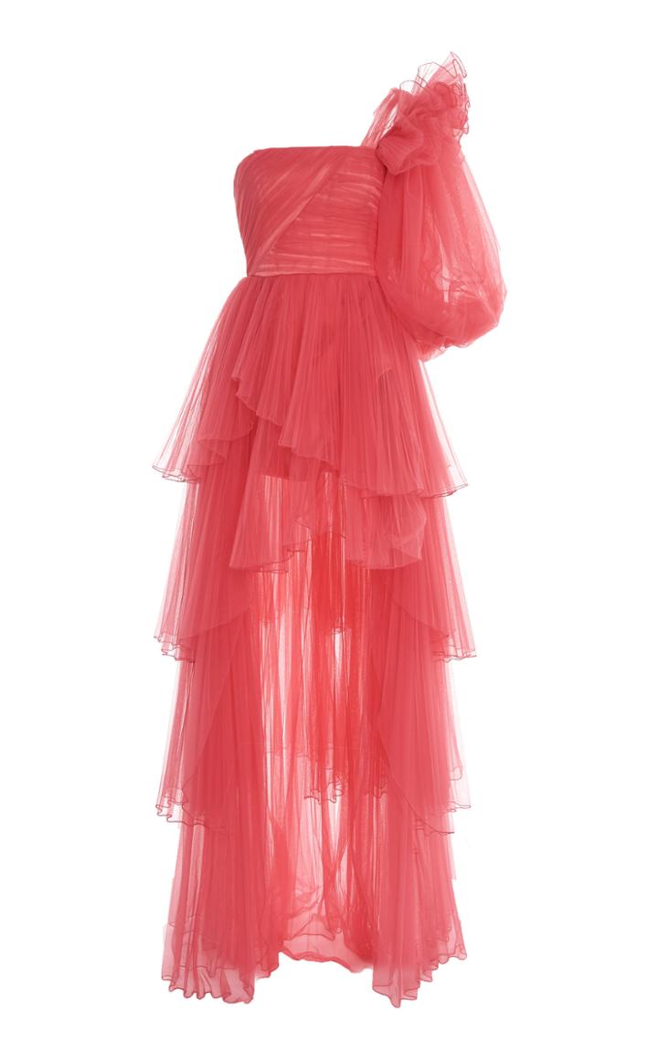 Alberta Ferretti Asymmetric One-shoulder Tulle Gown