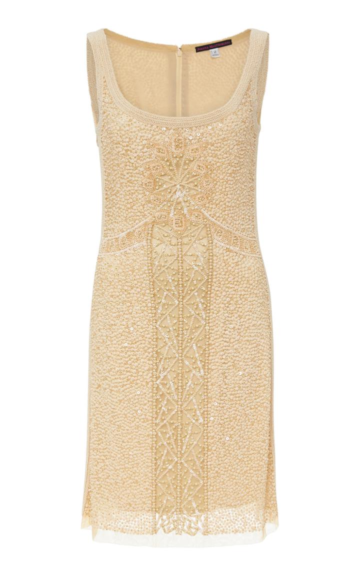 Joanna Mastroianni Scoop Neck Sleeveless Embroidered Dress