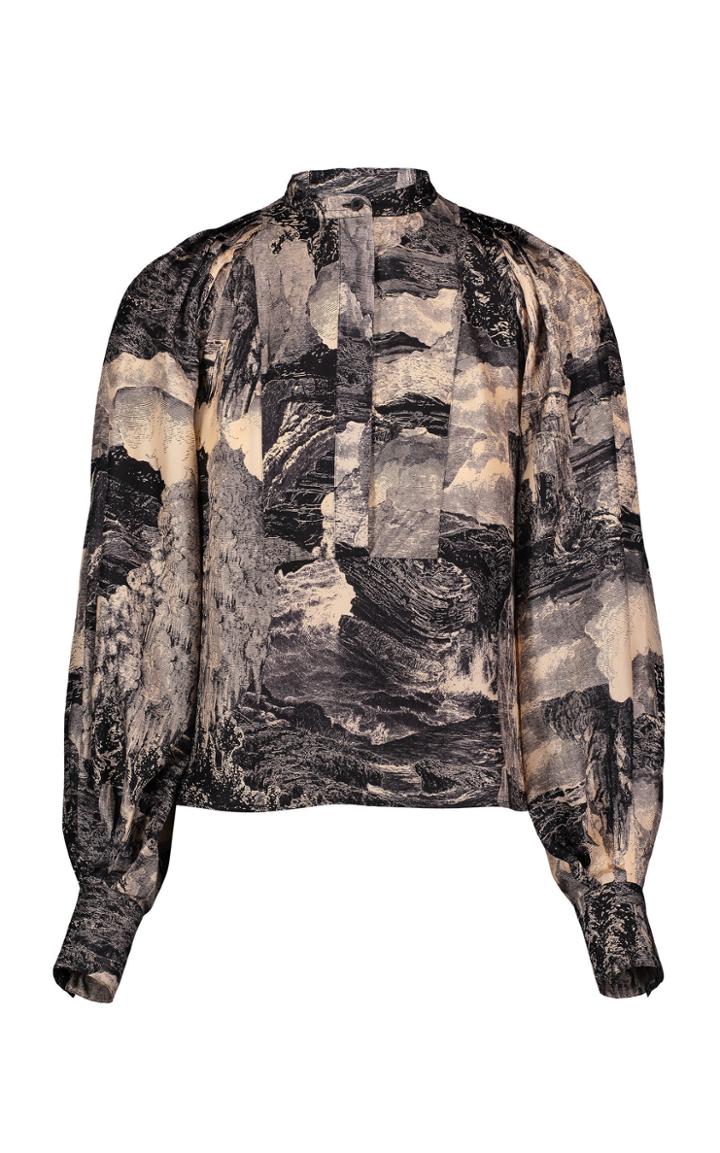 Burberry Kookaburra Printed Silk-twill Blouse