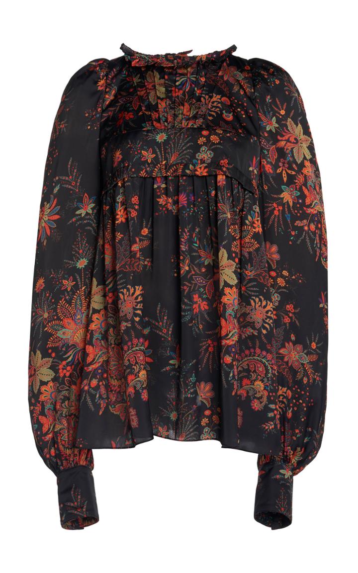 Moda Operandi Paco Rabanne Ruched Printed Satin Blouse