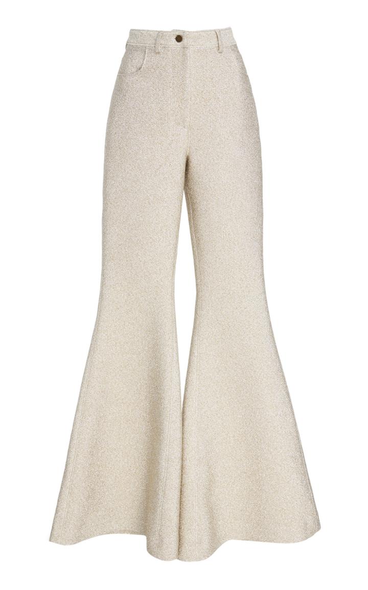 Rosie Assoulin Metallic Stretch Flared Pants