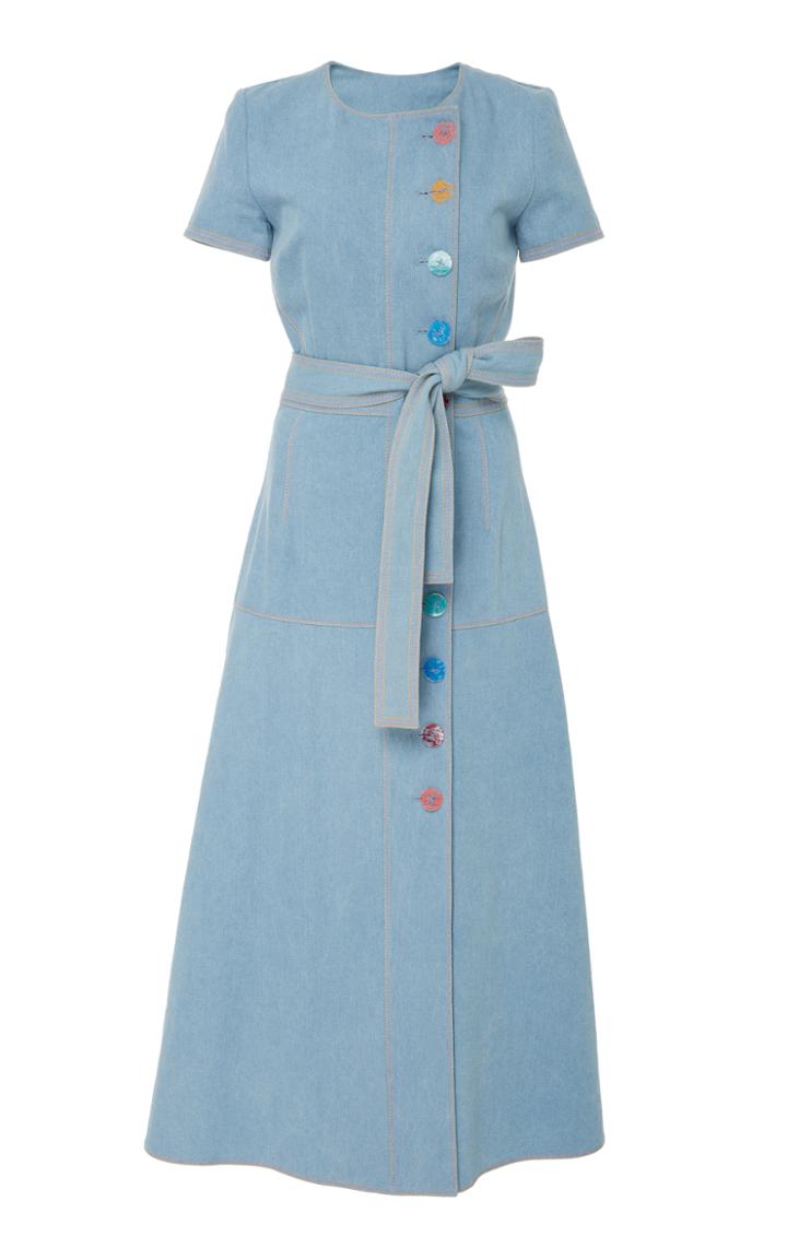 Carolina Herrera Short Sleeve Denim Dress